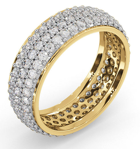 Mens 2ct H/Si Diamond 18K Gold Full Band Ring
